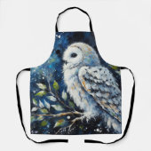 Weißes Owl am Zweig in der Mondlichtmalerei Schürze (Vorderseite)