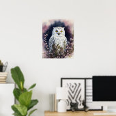 Weißes Owl-Blumenportrait Poster (Heimbüro)
