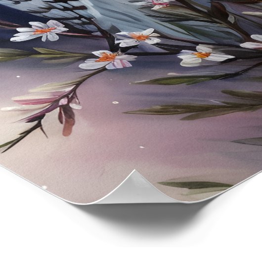 Weißes Owl-Blumenportrait Poster (Ecke)