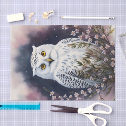 Weißes Owl-Blumenportrait Seidenpapier (Handwerk)