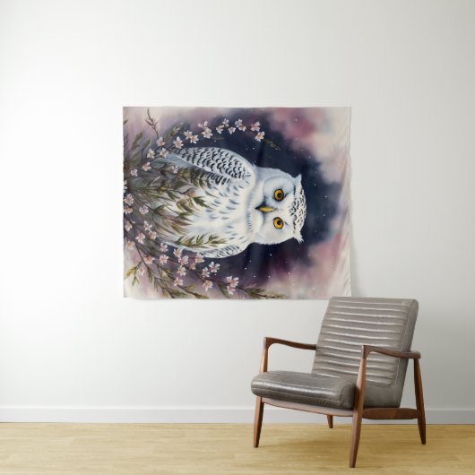 Weißes Owl-Blumenportrait Wandteppich (Beispiel (Horizontal))