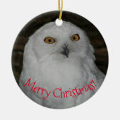 Weißes Owl-Foto Weihnachten Keramik Ornament (Vorne)