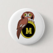 Weißes Owl Monogramm Button (Vorderseite)