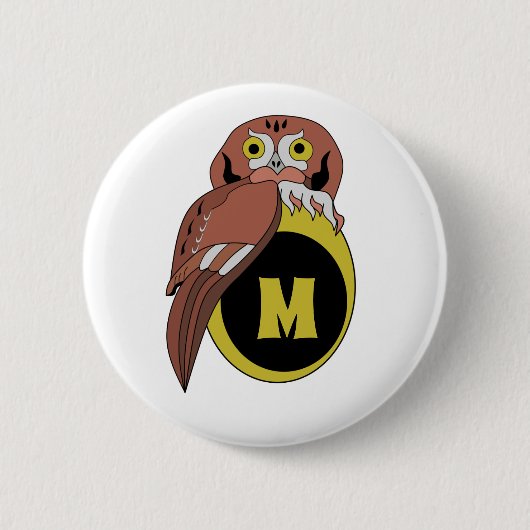 Weißes Owl Monogramm Button (Vorderseite)