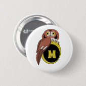 Weißes Owl Monogramm Button (Vorne & Hinten)