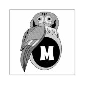 Weißes Owl Monogramm Gummistempel (Prägung)