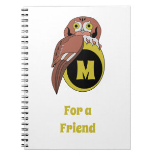 Weißes Owl Monogramm Notizblock