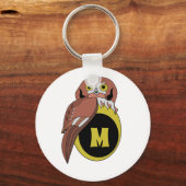 Weißes Owl Monogramm Schlüsselanhänger (Vorderseite)