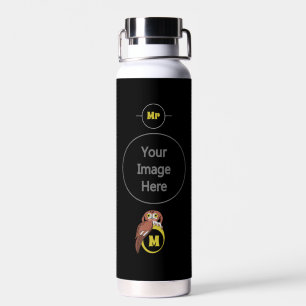 Weißes Owl Monogramm Trinkflasche