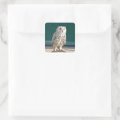 Weißes Owl Sticker/Siegel Quadratischer Aufkleber (Tasche)