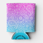 Weißes Paisley-Muster in Rosa bis Blau Dosenkühler (Vorderseite)