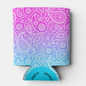 Weißes Paisley-Muster in Rosa bis Blau Dosenkühler (Rückseite)