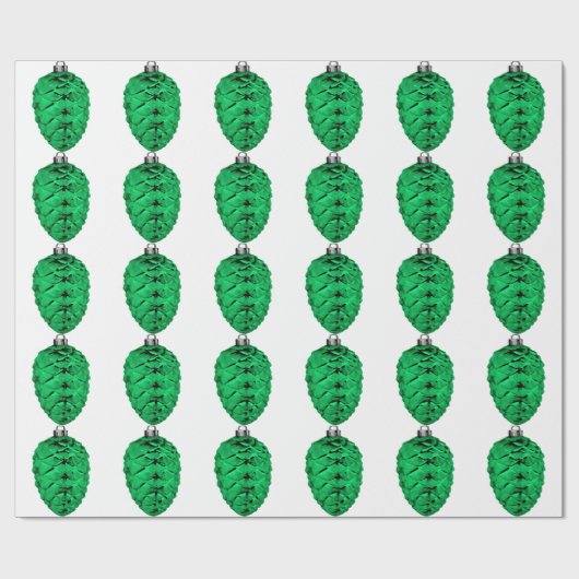 Weißes Papier "Grüne Pinecone" Geschenkpapier (Flach)