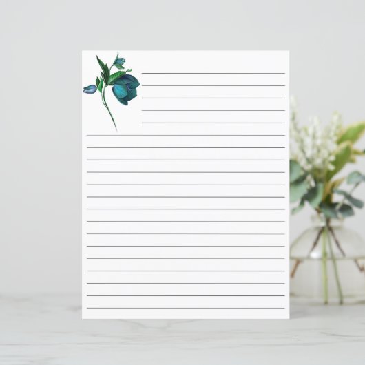 Weißes Papier mit Blumengeschirr (Stehend Vorderseite)