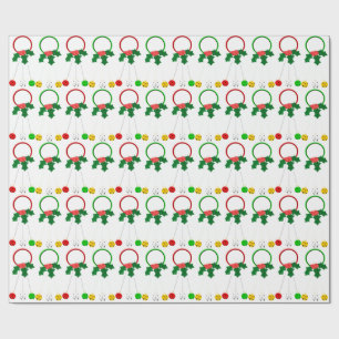 Weißes Papier mit roten und grünen Kronen Geschenkpapier