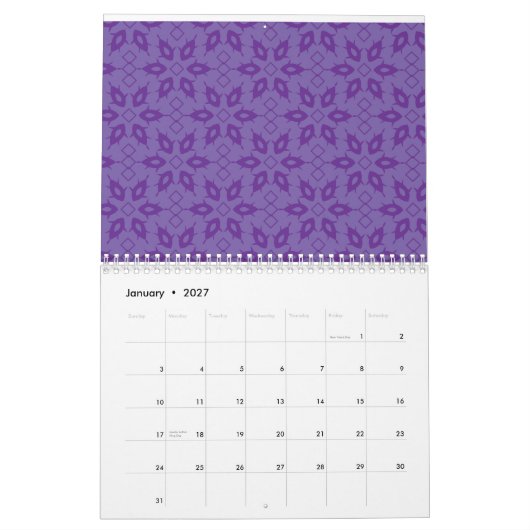 Weißes Papier mit wiederholendem Muster Kalender (Jan 2027)