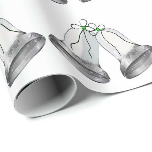 Weißes Papier zum Abpacken von Silber Bells Geschenkpapier (Rolleneckpunkt)