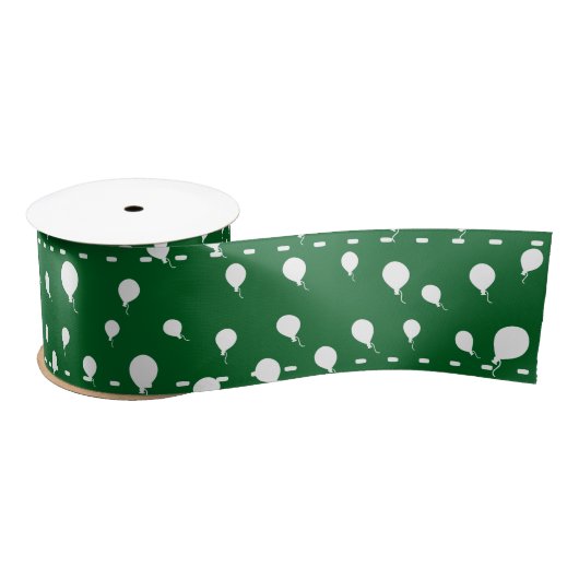 Weißes Party Balloons Custom Green Satinband (Spule)