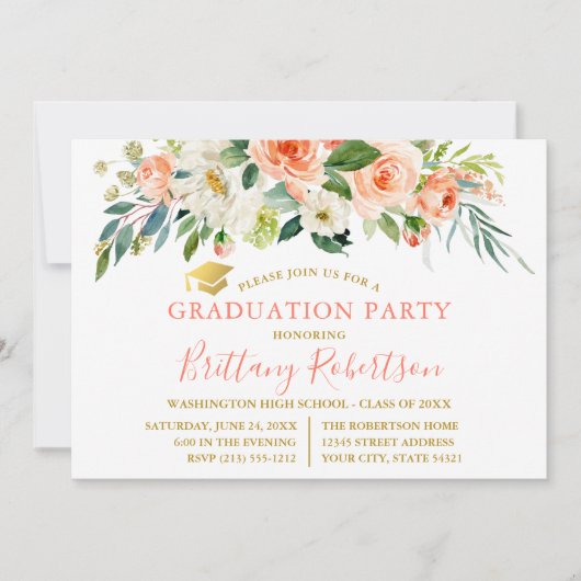 Weißes Party Goldmedaille Einladung (Vorderseite)