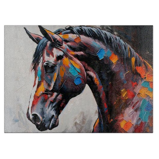 Weißes Pechpferd Schneidebrett (Vorderseite)