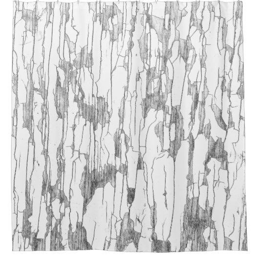 Weißes Peeling Duschvorhang (Vorderseite)