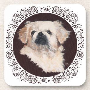 Weißes Pekingese-Kopfstudie Getränkeuntersetzer