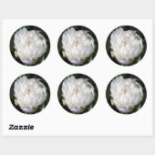Weißes Peony Floral Fotosticker Rundsticker Runder Aufkleber (Blatt)