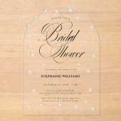 Weißes Perlen-Brautparty Acryleinladungen (Vorderseite)