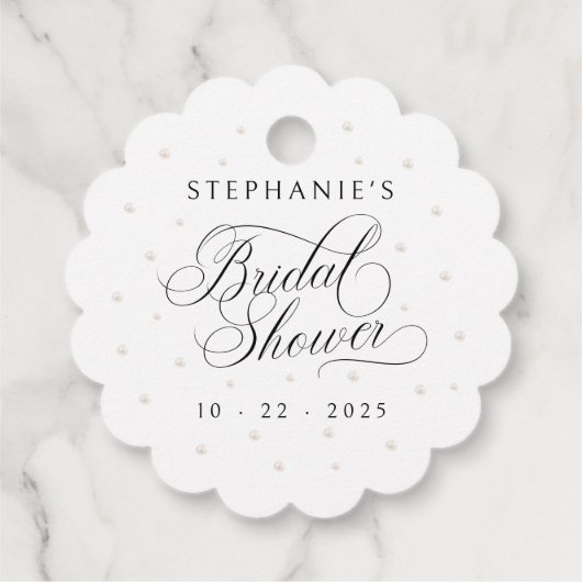 Weißes Perlen-Brautparty Geschenkanhänger (Rückseite)