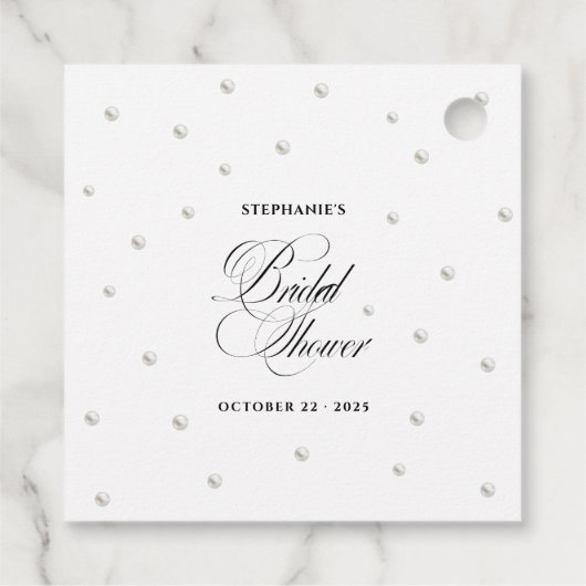 Weißes Perlen-Brautparty Geschenkanhänger (Rückseite)