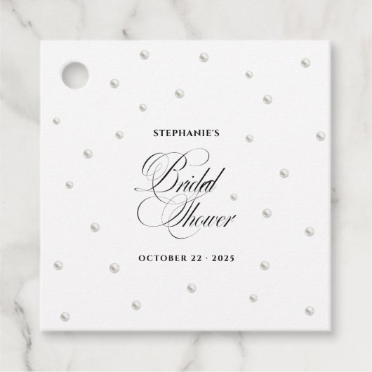 Weißes Perlen-Brautparty Geschenkanhänger (Vorderseite)