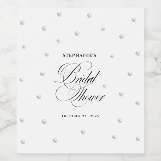 Weißes Perlen-Brautparty Weinetikett (Einzelnes Label)