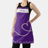 Weißes Perlenherz auf Lila Personalisierten Schürze (InSitu)