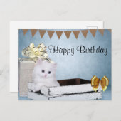 Weißes Perserkätzchen Geburtstag Postkarte (Vorne/Hinten)