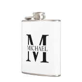 Weißes Personalisiertes Monogramm und Name Flasche Flachmann (Links)
