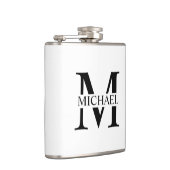 Weißes Personalisiertes Monogramm und Name Flasche Flachmann (Rechts)