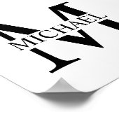 Weißes Personalisiertes Monogramm und Name-Poster Poster (Ecke)
