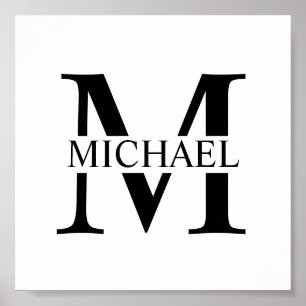 Weißes Personalisiertes Monogramm und Name-Poster Poster