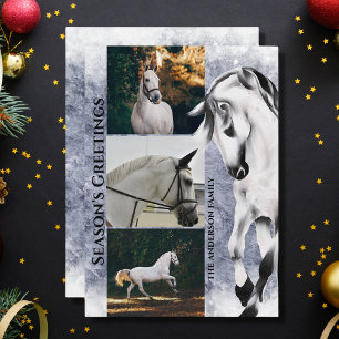 Weißes Pferd 3 FOTO Weihnachtsgrüße Feiertagskarte