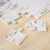 Weißes Pferd am Strand bei Sonnenuntergang Puzzle (Seite)