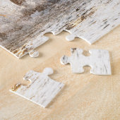 Weißes Pferd am Strand bei Sonnenuntergang Puzzle (Seite)