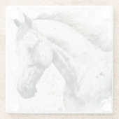 Weißes Pferd | Aquarell-Design | Glasuntersetzer (Rückseite)