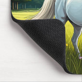 Weißes Pferd auf einer Wiese stehend Mousepad (Ecke)