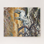 Weißes Pferd auf Grassland 500 Stück Puzzle (Horizontal)