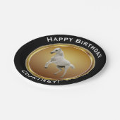 Weißes Pferd auf Imitat-Goldalles Gute zum Pappteller (Schrägansicht)