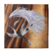Weißes Pferd auf Kupfer - anpassbarer Hintergrund Fliese (Vorderseite)