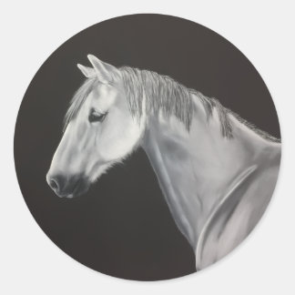 Weißes Pferd-Aufkleber Runder Aufkleber