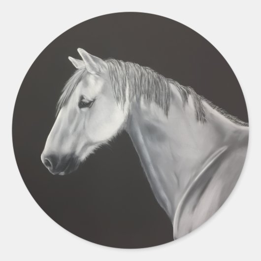 Weißes Pferd-Aufkleber Runder Aufkleber (Vorderseite)