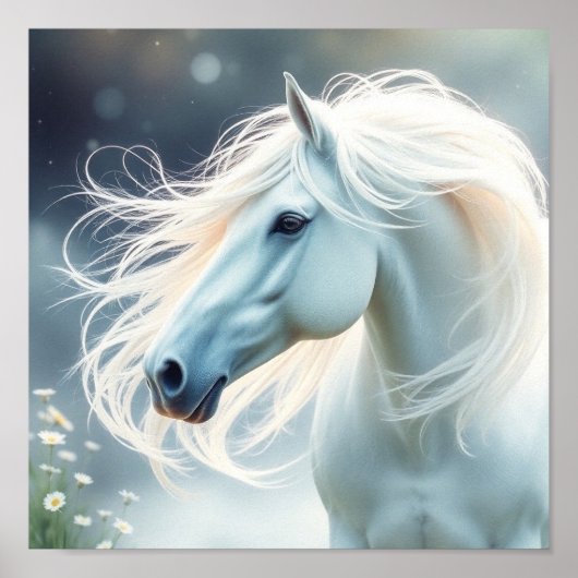 Weißes Pferd Behalte oder entwirft selbst Poster (Vorne)
