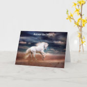 Weißes Pferd bei Sunset on Beach Grußkarte Karte (Gelbe Blume)